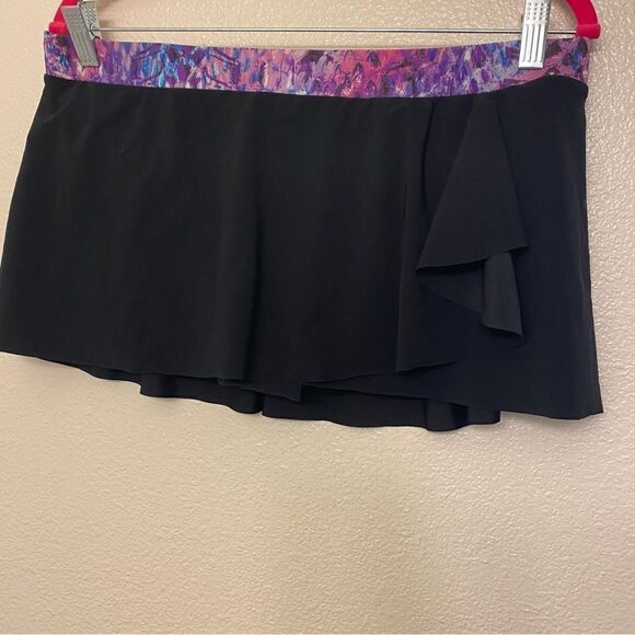 Profile by Gottex swimsuit skirt skort bottom Black Purple Print waist  12 - Picture 1 of 9